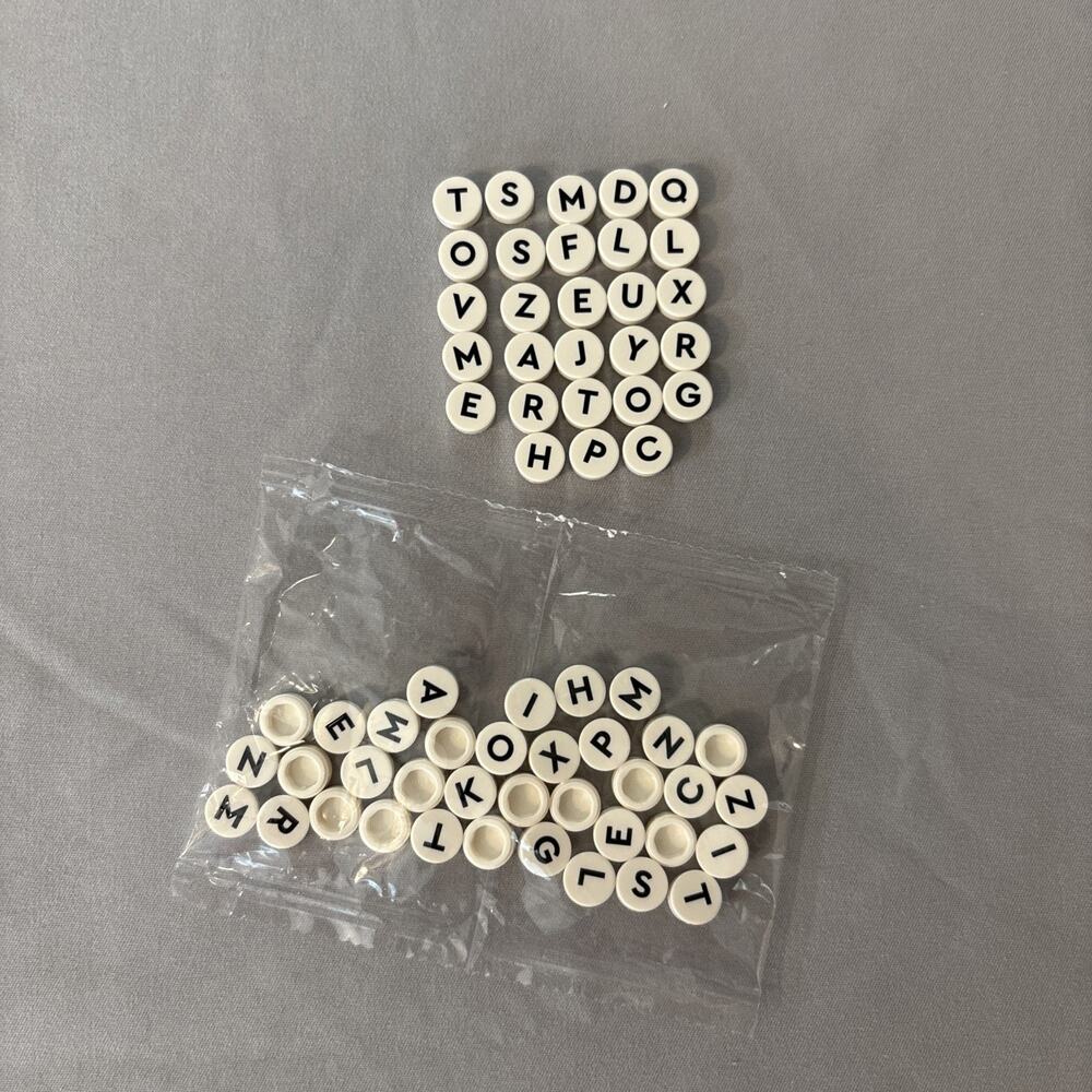 Lego Alphabet Letter Tiles White Round 1x1 Spell Names ABC's, Set of 64